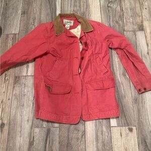L.L. Bean Red Utility Jacket with Brown Collar